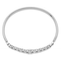 Sterling Silver Rhodium-plated Graduated CZ Hinged Bangle view 2