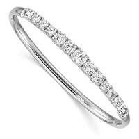 Sterling Silver Rhodium-plated Graduated CZ Hinged Bangle view 1