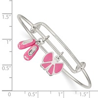 Sterling Silver Enameled Ballet Shoes & Bow Small Adj Expandable Bangle view 3