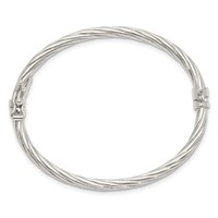 Sterling Silver Polished & Twisted 3mm Hinged Baby Bangle view 2