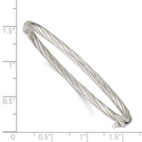 Sterling Silver Polished & Twisted 3mm Hinged Baby Bangle view 3