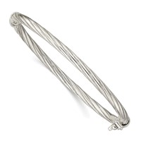 Sterling Silver Polished & Twisted 3mm Hinged Baby Bangle view 1