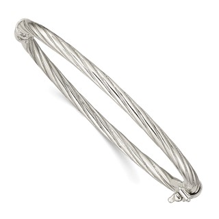 Sterling Silver Polished & Twisted 3mm Hinged Baby Bangle