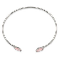 Sterling Silver Polished Pink Chalcedony Cuff Bangle view 2