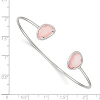 Sterling Silver Polished Pink Chalcedony Cuff Bangle view 3