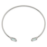 Sterling Silver Polished Blue Chalcedony Cuff Bangle view 2