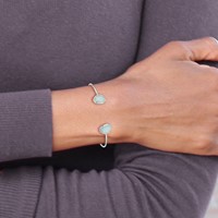 Sterling Silver Polished Blue Chalcedony Cuff Bangle view 4