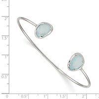 Sterling Silver Polished Blue Chalcedony Cuff Bangle view 3