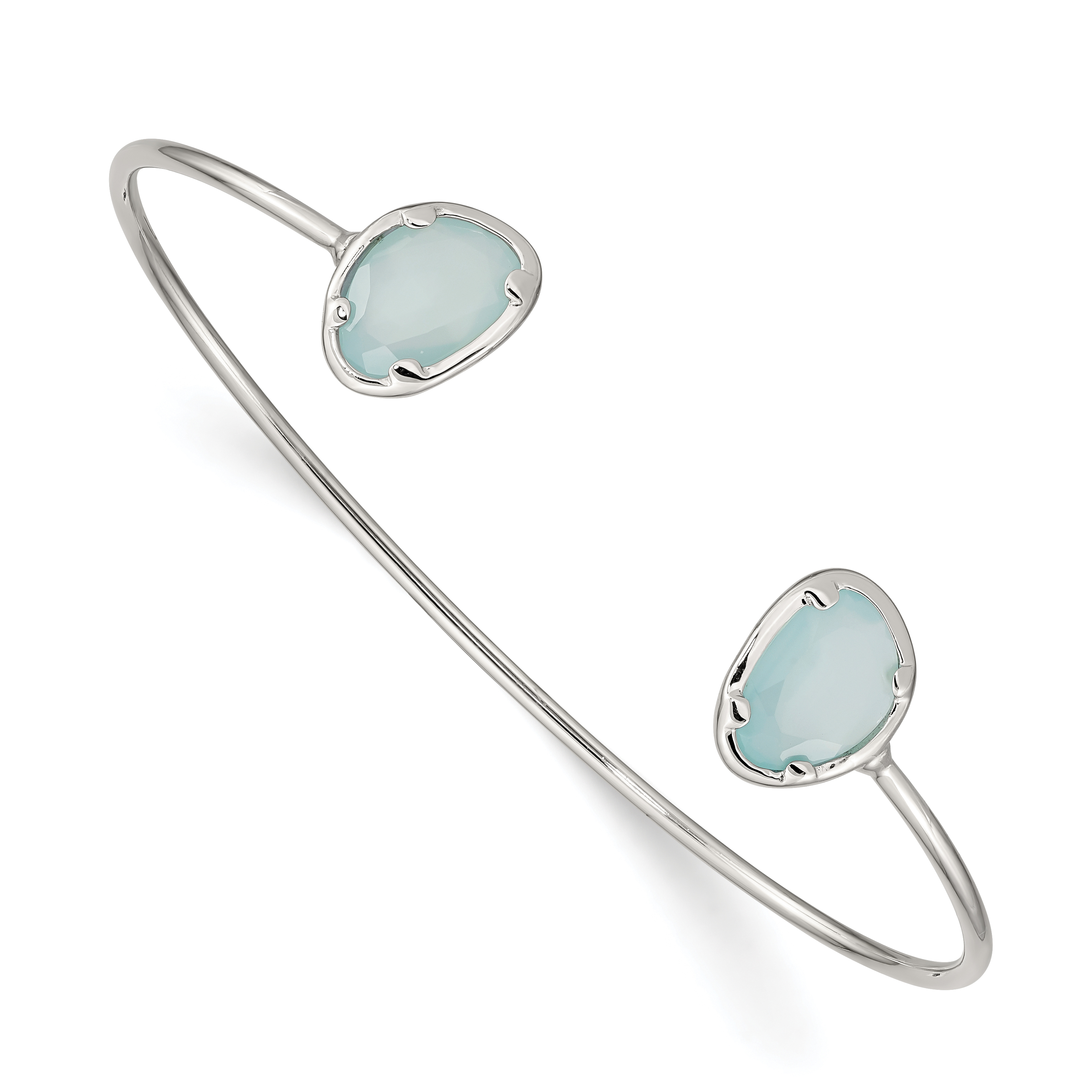 Sterling Silver Blue Chalcedony Bangle (QB1295)