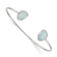 Sterling Silver Polished Blue Chalcedony Cuff Bangle view 1
