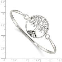 Sterling Silver Polished Tree of Life Hook Closure Bangle view 3