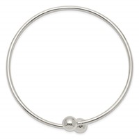 Sterling Silver Polished Round Ends Flexible Bangle view 2