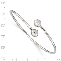 Sterling Silver Polished Round Ends Flexible Bangle view 3