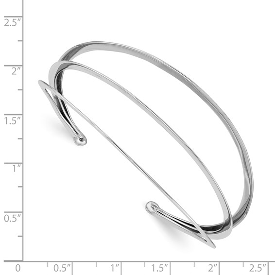 Sterling Silver Rhodium-plated 3-Bar Cuff Bangle