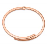 Sterling Silver Rose-tone Polished Bypass Hinged Bangle view 2