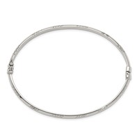 Sterling Silver Diamond-cut 4mm Hinged Bangle and 3x 25mm Hoop Earring Set view 2