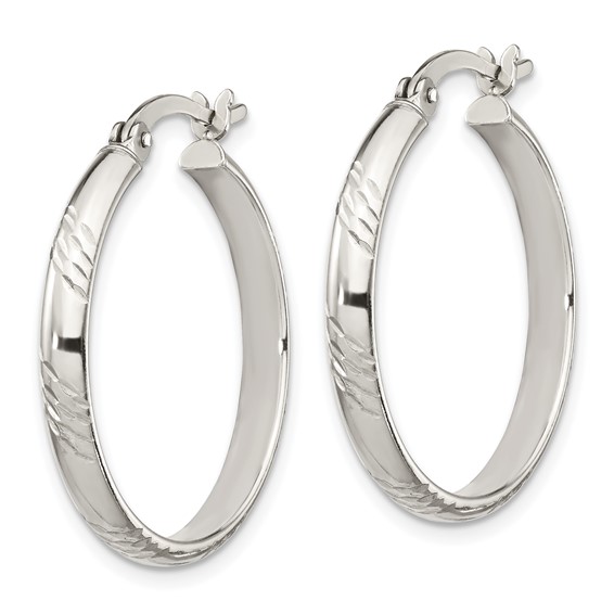 Sterling Silver Diamond-cut Earrings and Bangle Set