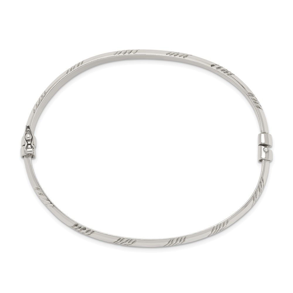 Sterling Silver D/C 6mm Bangle and 4mm Hoop Earring Set (QB1335SET)