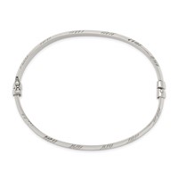 Sterling Silver Diamond-cut 6mm Hinged Bangle and 4x 25mm Hoop Earring Set view 2