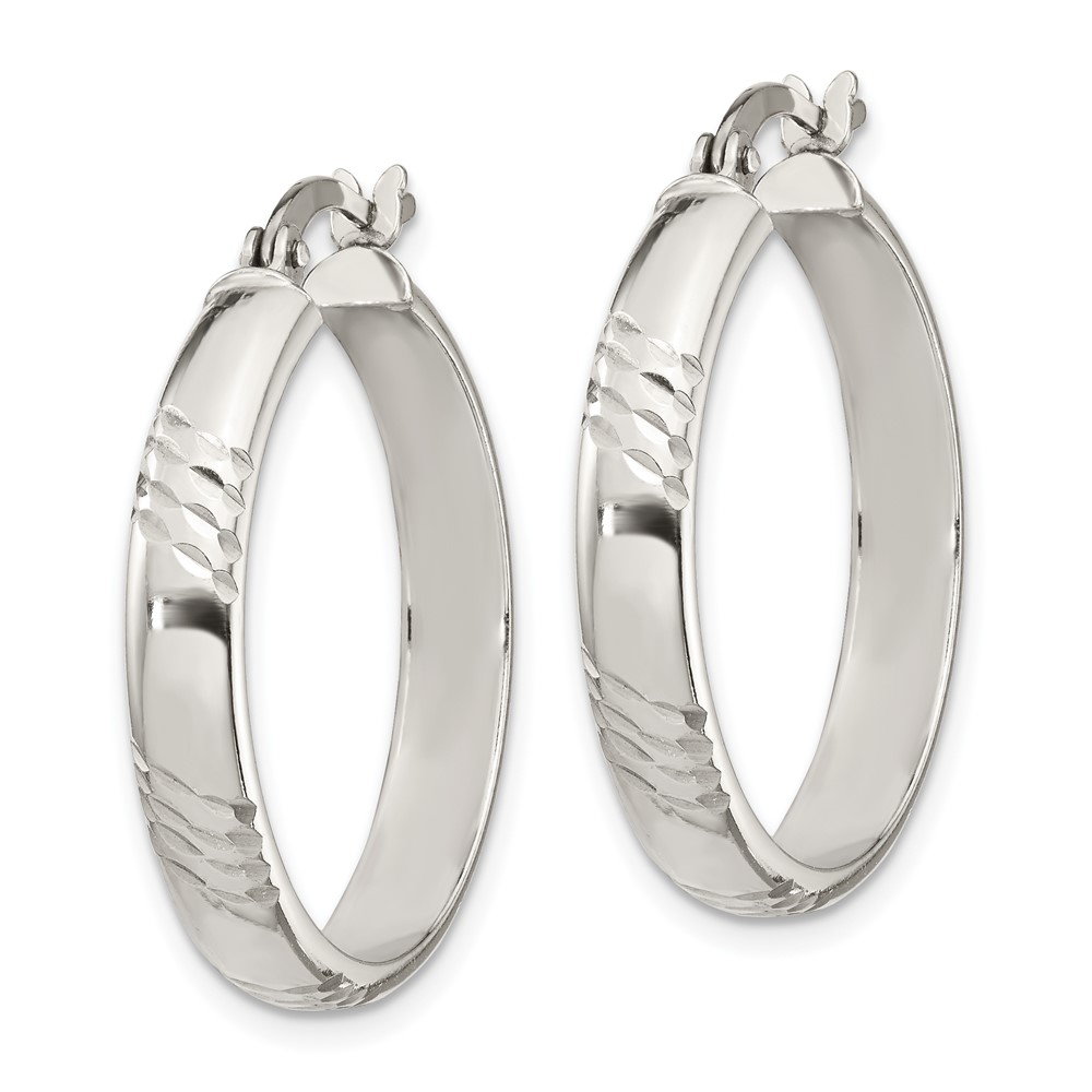 Sterling Silver D/C 6mm Bangle and 4mm Hoop Earring Set (QB1335SET)