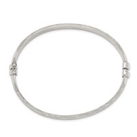 Sterling Silver Diamond-cut 7.5mm Hinged Bangle and 5x 25mm Hoop Earring Set view 2
