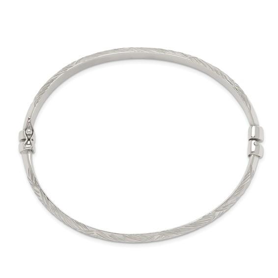 Sterling Silver D/C 7.5mm Bangle and 5mm Hoop Earring Set