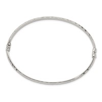 Sterling Silver Diamond-cut 4mm Hinged Bangle and 3x 25mm Hoop Earring Set view 2