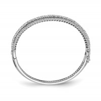 Sterling Shimmer Sterling Silver Rhodium-plated 116 Stone CZ Hinged Bangle Bracelet view 2