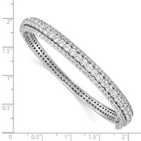 Sterling Shimmer Sterling Silver Rhodium-plated 116 Stone CZ Hinged Bangle Bracelet view 3