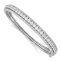 Sterling Shimmer Sterling Silver Rhodium-plated 116 Stone CZ Hinged Bangle Bracelet view 1