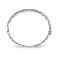 Sterling Shimmer Sterling Silver Rhodium-plated 137 Stone CZ Hinged Bangle Bracelet view 2