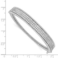Sterling Shimmer Sterling Silver Rhodium-plated 137 Stone CZ Hinged Bangle Bracelet view 3