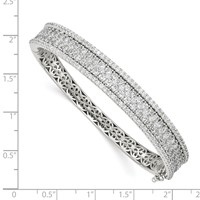 Sterling Shimmer Sterling Silver Rhodium-plated 215 Stone Pavé CZ Hinged Bangle Bracelet view 2