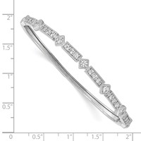 Sterling Shimmer Sterling Silver Rhodium-plated 25 Stone CZ Hinged Bangle Bracelet view 3