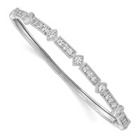 Sterling Shimmer Sterling Silver Rhodium-plated 25 Stone CZ Hinged Bangle Bracelet view 1