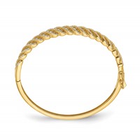 Sterling Shimmer Sterling Silver Gold-tone Flash Gold-plated 349 Stone CZ Hinged Bangle Bracelet view 2