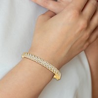 Sterling Shimmer Sterling Silver Gold-tone Flash Gold-plated 349 Stone CZ Hinged Bangle Bracelet view 4
