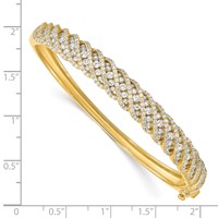 Sterling Shimmer Sterling Silver Gold-tone Flash Gold-plated 349 Stone CZ Hinged Bangle Bracelet view 3