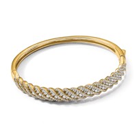 Sterling Shimmer Sterling Silver Gold-tone Flash Gold-plated 349 Stone CZ Hinged Bangle Bracelet view 5