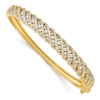 Sterling Shimmer Sterling Silver Gold-tone Flash Gold-plated 349 Stone CZ Hinged Bangle Bracelet view 1