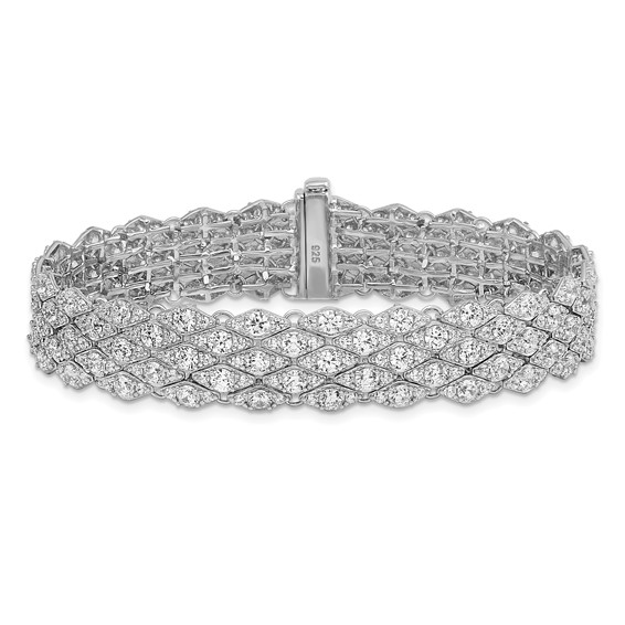 Sterling Shimmer Sterling Silver Rhodium-plated 6.75 inch 315 Stone CZ Mesh Bracelet