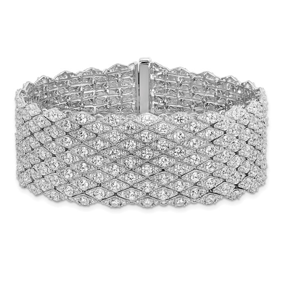 Sterling Shimmer Sterling Silver Rhodium-plated 6.75 inch 759 Stone CZ Mesh Bracelet