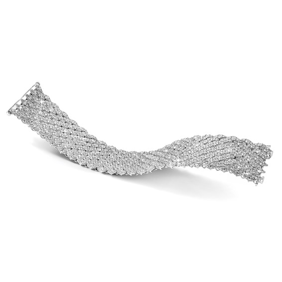 Sterling Shimmer Sterling Silver Rhodium-plated 6.75 inch 759 Stone CZ Mesh Bracelet