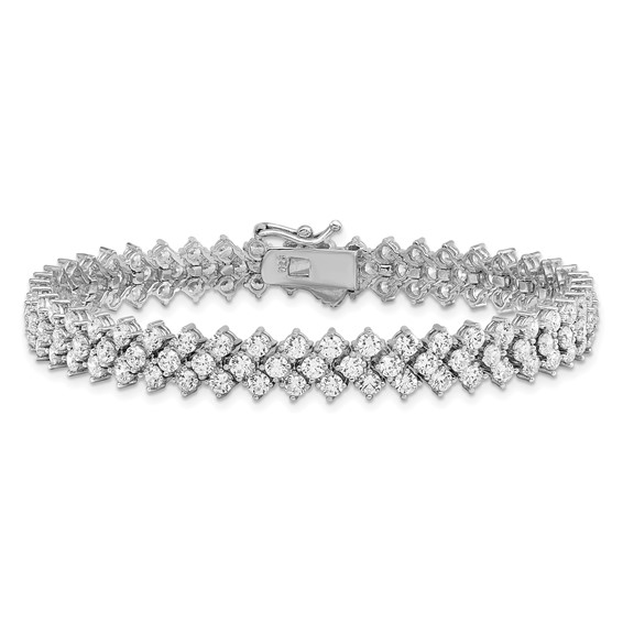 Sterling Shimmer Sterling Silver Rhodium-plated 138 Stone CZ 7 inch Bracelet