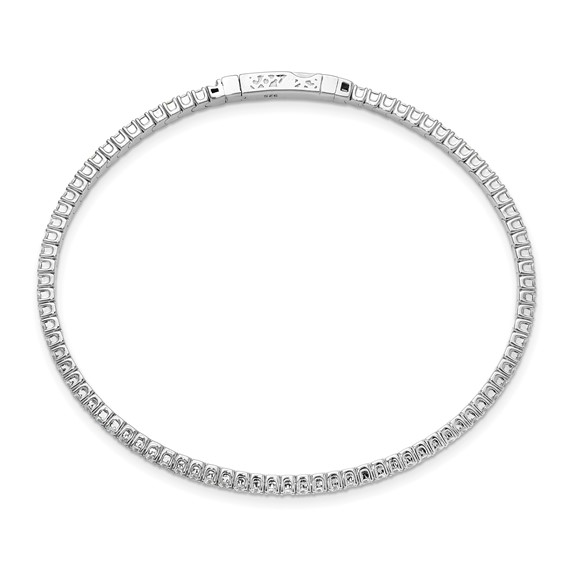 Sterling Shimmer Sterling Silver Rhodium-plated 85 Stone 1.7mm CZ 7 inch Flexible Bangle Bracelet