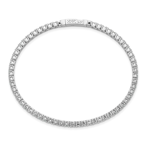 Sterling Silver Rhodium-plated CZ 8in Flexible Bangle Bracelet