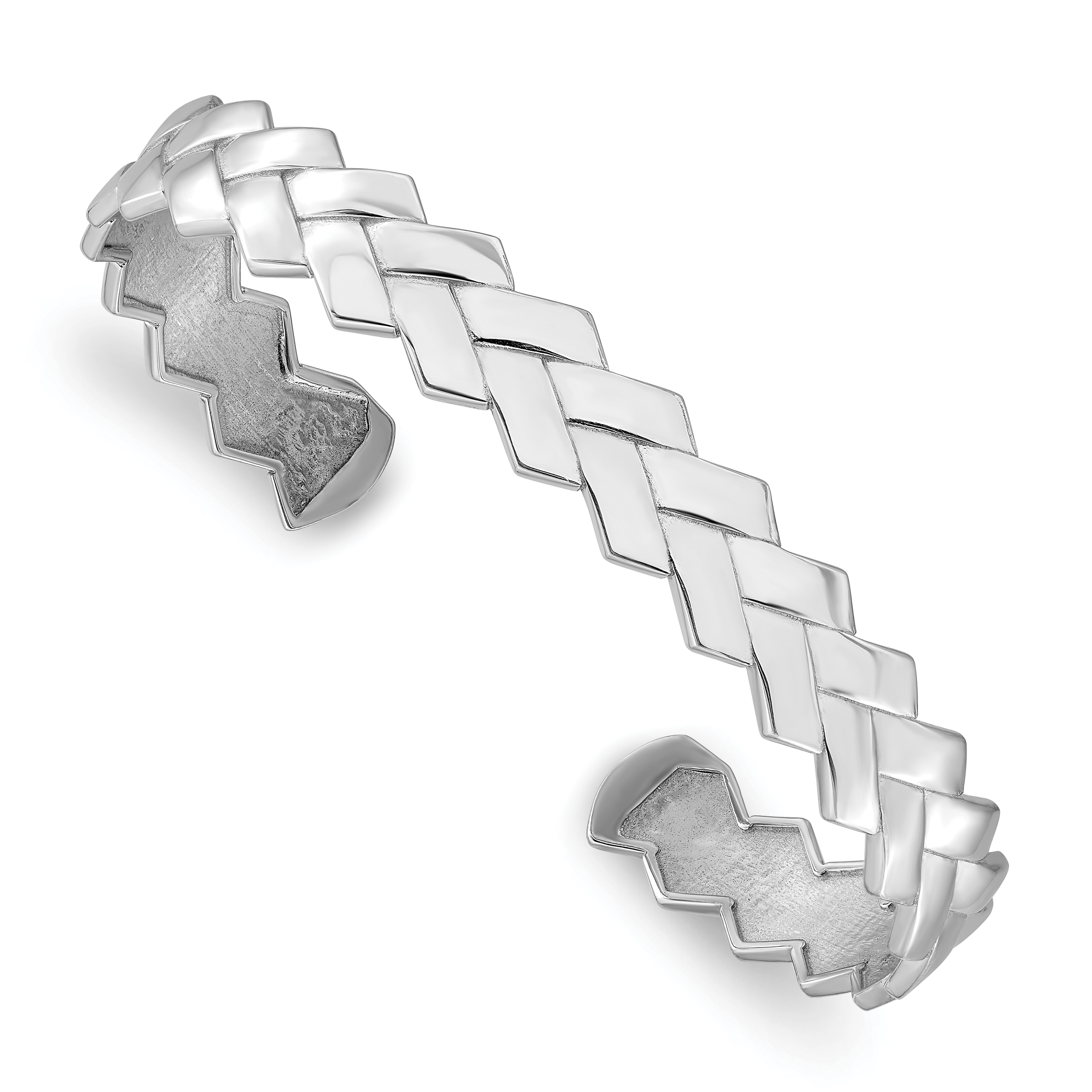 Sterling Silver Rhodium-plated Polished Cuff Bangle (QB1367)