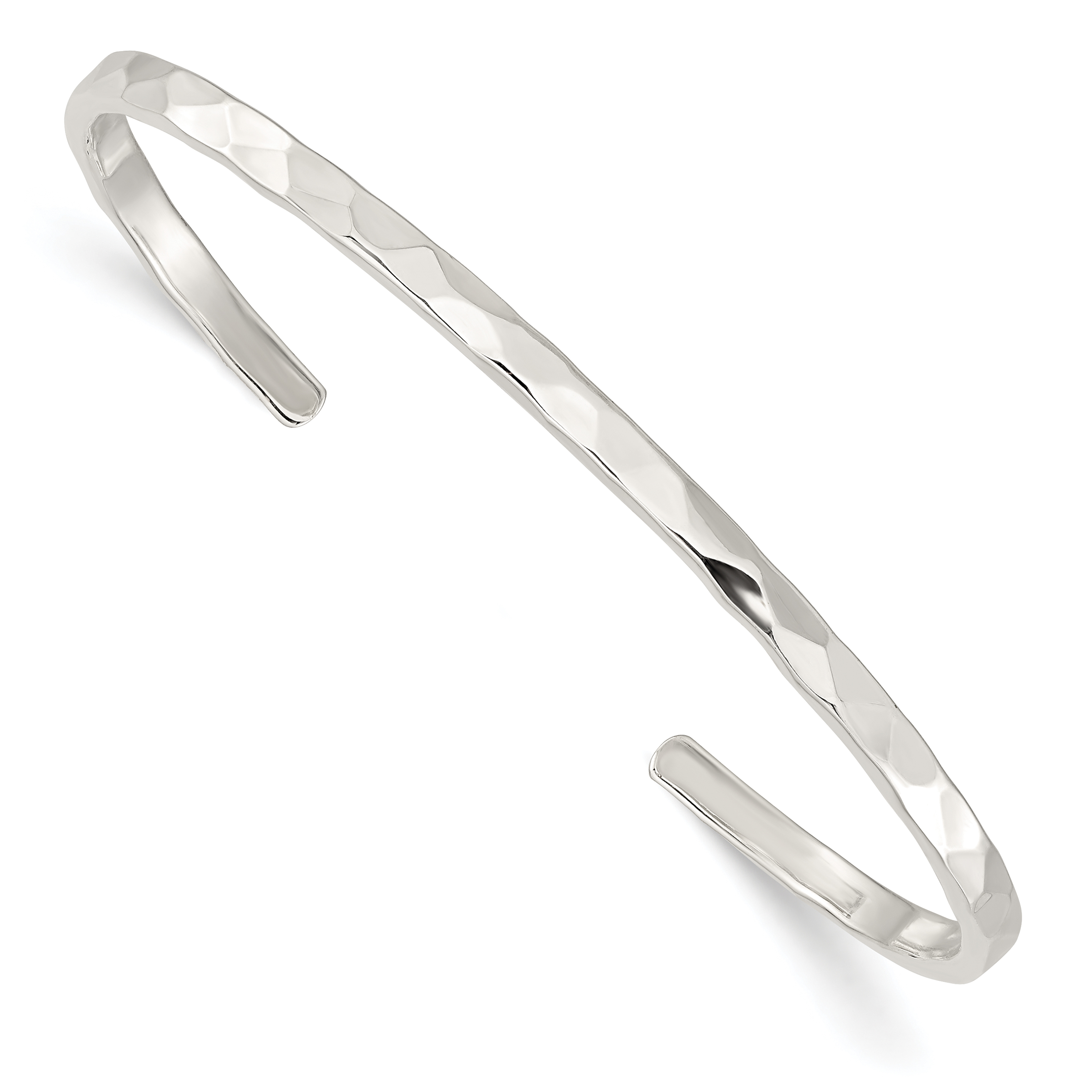 Sterling Silver Polished Hammered Cuff Bangle (QB1371)