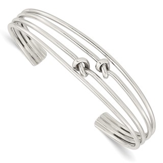 Sterling Silver Polished 4 Band Knots Cuff Bangle