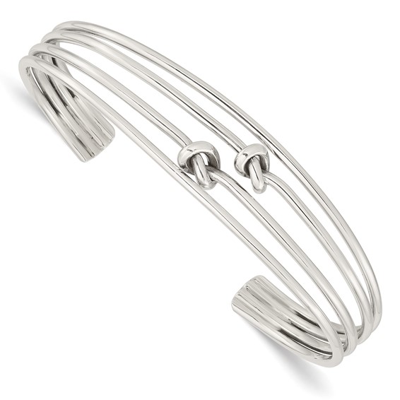 Sterling Silver Polished 4 Band Knots Cuff Bangle